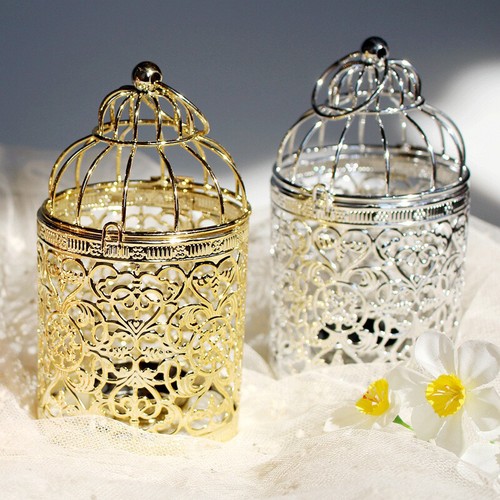 Gold Cage Candle Holders Large Pillar Lanterns Tealight Holder Home