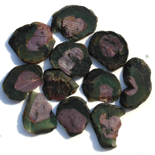11 Pcs Natural Rare Watermelon Ruby Untreated 22mm-23.7mm Slice Rough Gemstones - Picture 8 of 14