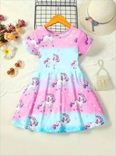 Kids Rainbow Dress Outfit Set Baby Girls Summer Clothes Unicorn Top