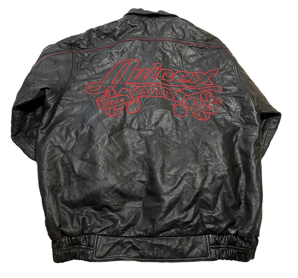 Vintage Avirex leather jacket Black/Red Size XXL X5 | eBay