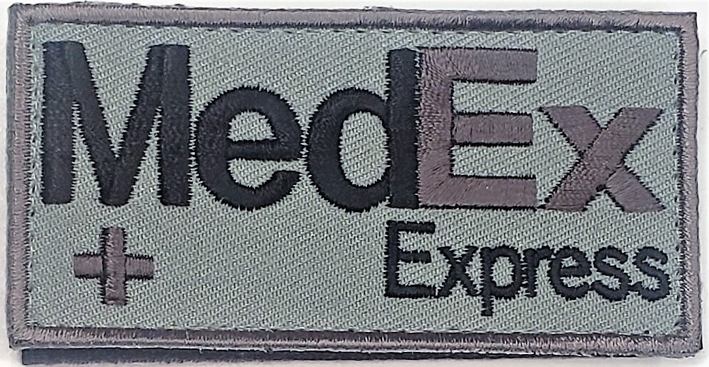 MedEx Express Embroidered Velcro Patch in Grey with Black Trim