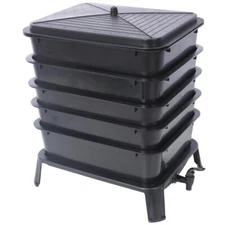 5-Tray Worm Composter 13Gal/50 L Garden Worm Compost Bin Kit Indoor & Outdoor