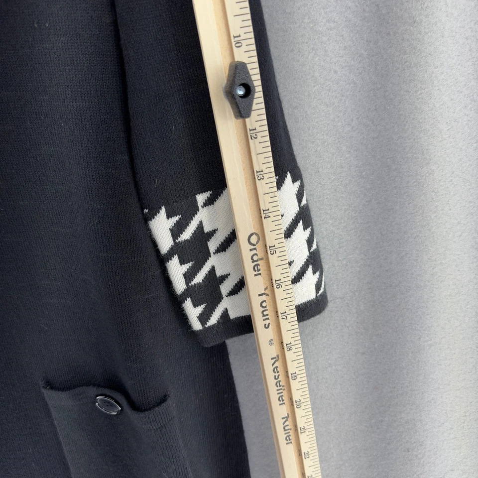 Vestido Suéter Retro Sandra Darren Capucha Cuello Pata de Gallo Bolsillos Negro Talla Grande Foto 4 de 4