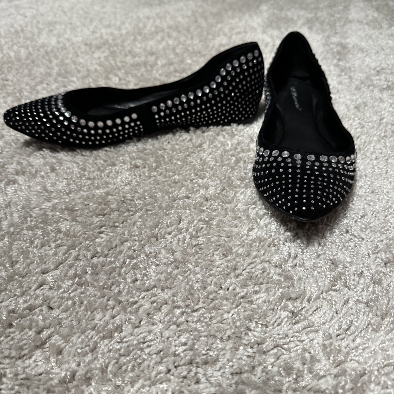 BCBGeneration Black Rhinestone Studded Flats 10M - image 1
