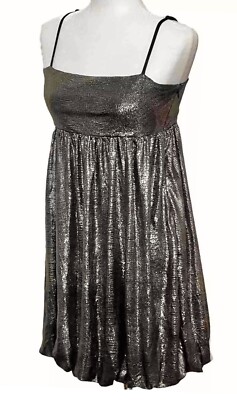 Forever 21 Gold Shimmer Bubble Mini Dress Junior s  Medium Metallic Glam