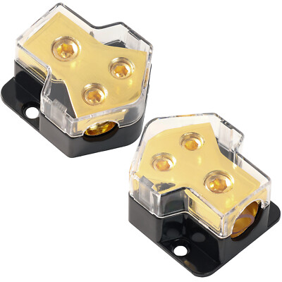 2pcs Car Audio Solar Amp Power/Ground Cable Splitter Distribution Block 2-Way