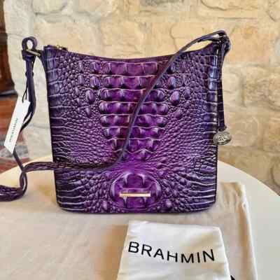 Brahmin Katie Crossbody Bag Ultraviolet Ombre All Over Genuine Leather NWT