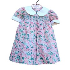 Vintage 80s Laura Ashley Baby Dress Smocked Pink with Pants NWOT 12 to 18 Mo