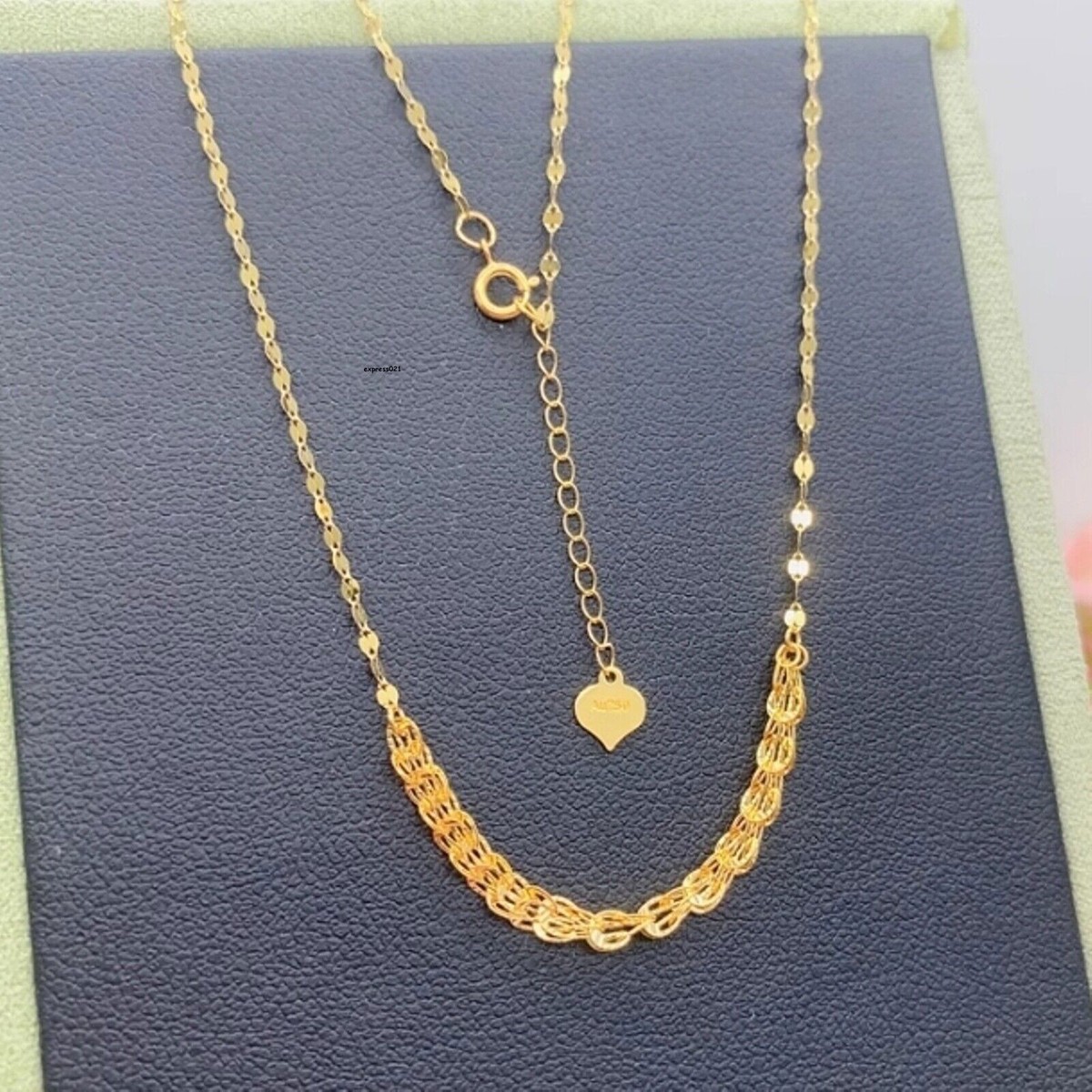 18K Yellow Gold Chain Women Lucky Phoenix Tail Diamond-Cut Link