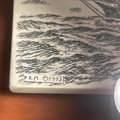 Vintage Scrimshaw Replica Trinket Box PEM Flying Cloud Clipper Ship Nautical - Picture 14 of 17