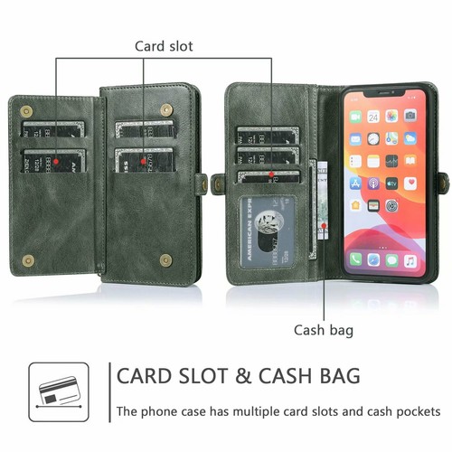 Removable Magnetic Wallet Case Flip Cover For iPhone 11 12 13 1 4 15 16 Pro Max - Picture 6 of 77