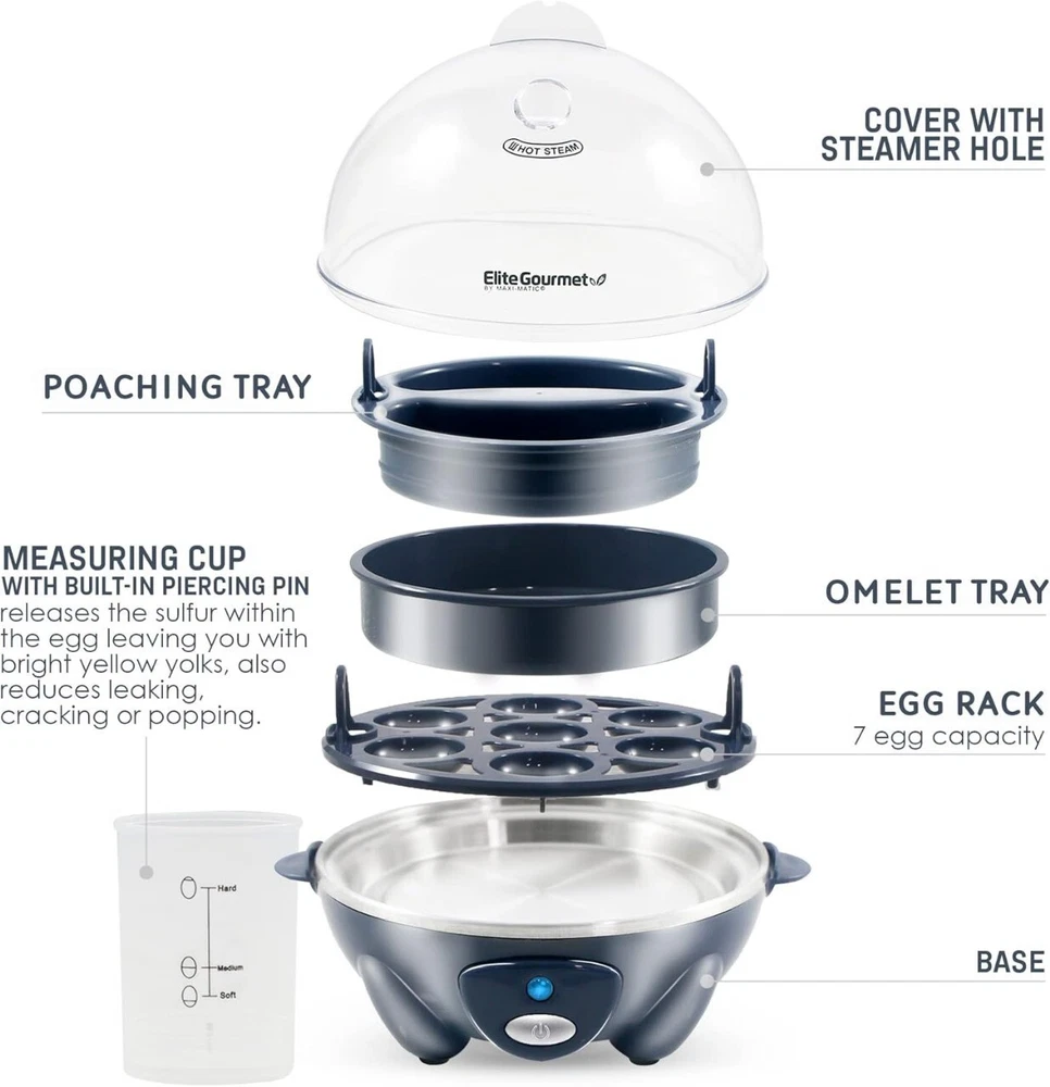 7-Egg Rapid Electric Egg Cooker for Hard-Boiled & Poached 7-Egg Rapid Electric Egg Cooker for Hard-Boiled & Poached