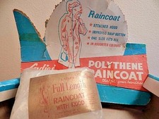 Nos Vintage Full Length Raincoat Hooded Hood Clear Compact Travel Waterproof