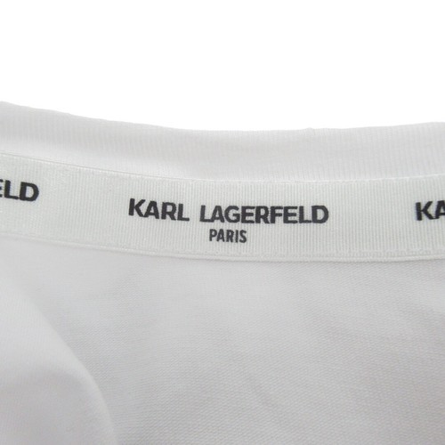 Karl Lagerfeld T-shirt UK Medium White Short Sleeve Top Designer Logo Cotton - Picture 17 of 24
