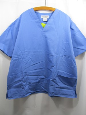 Natural Uniforms Unisex V Neck Scrubs Top Xl 2 Pocket Ceil Blue
