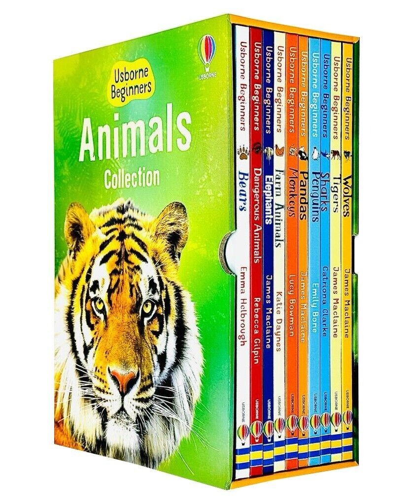 Usborne Beginners Animals Series 10 Books Collection Box Set Wolves, Tigers