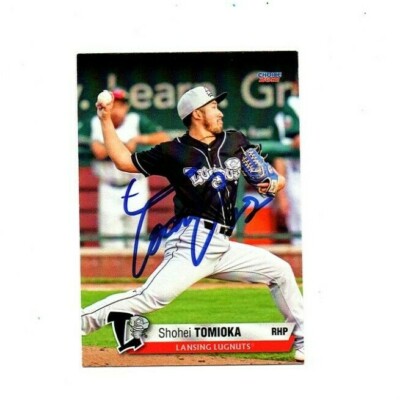 Shohei Tomioka signed autograph 2021 Lansing Lugnuts baseball card Japan A's b