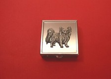 Papillon Dog Square Mint Pill Box with Mirror Pill Case Dog Dad Mum Xmas Gift