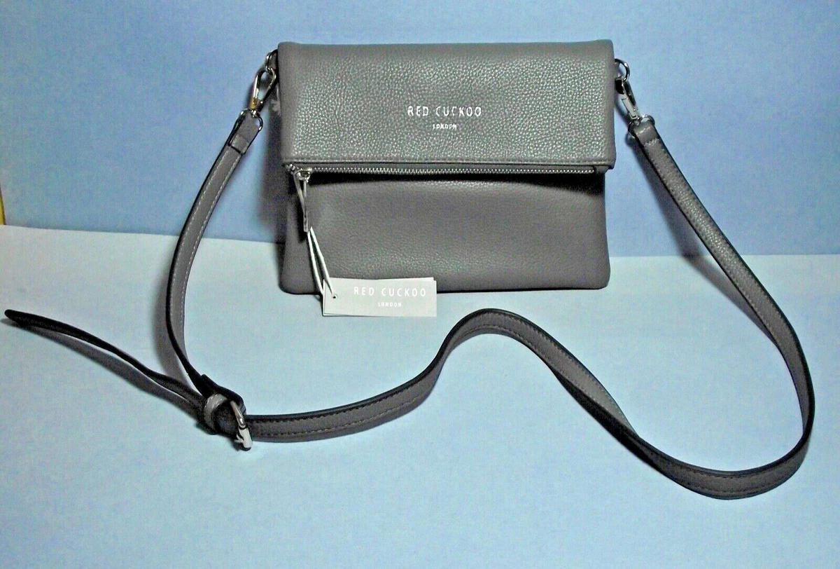 RED CUCKOO LONDON CROSSBODY PURSE DARK GREY RECTANGLE ZIP UP