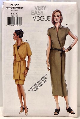 Vogue 7227. Very Easy Wrap Dress, Tunic, Skirt. Sz 8-12. Uncut, Factory Folds