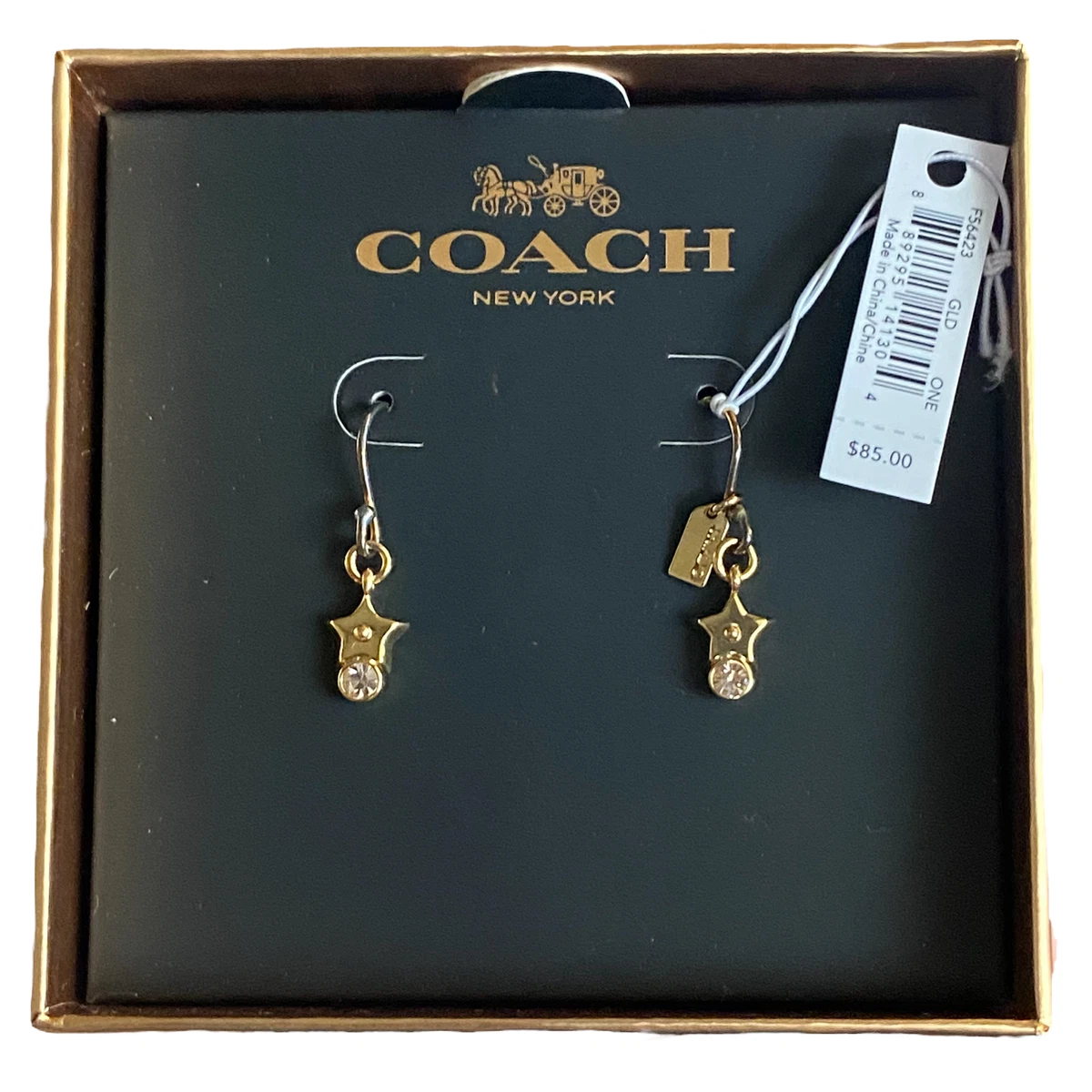Coach Star Earrings Gold Small NWT NIB