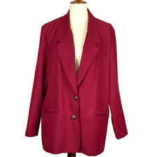 Vtg Alfred Dunner Oversized Blazer Sz 16 Carmine Red Office Career Mature