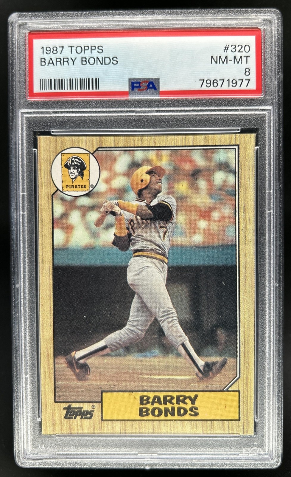1987 Topps Barry Bonds Rookie RC #320 Pirates PSA 8 view 1