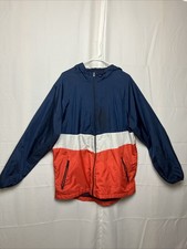Vtg Russell Athletic Jacket Mens XL Navy Windbreaker Hooded Full Zip Long Y2K 90