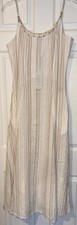 CALYPSO St. Barth Dress Womens 2 Linen Island Striped Strappy Maxi Beige Vacay