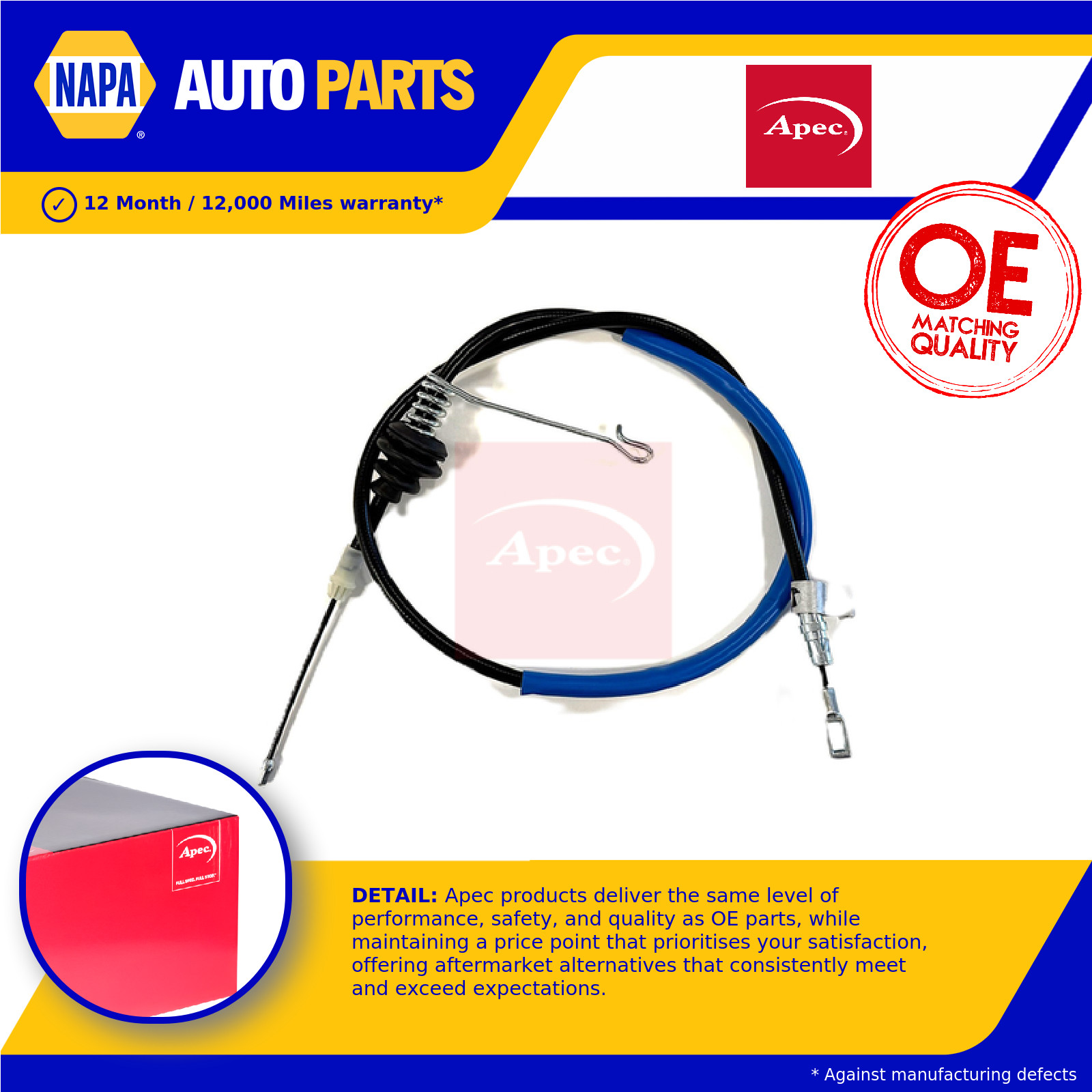 Handbrake Cable fits FORD TRANSIT 2.2D Rear Left 2013 on Hand Brake Parking Apec