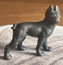 Vintage Miniature Hubley Cast Iron Boston Terrier Dog Figurine Statue