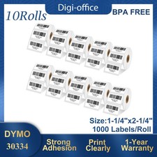 10 Rolls 1000 Multipurpose Direct Thermal Labels 30334 for DYMO LW 1-1/4"x2-1/4"