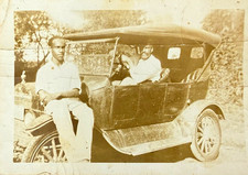 Vintage 1920s Sepia Photograph of Two Black Men With a Model T Automobile