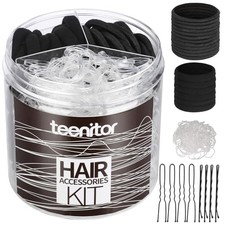 Hair Accessories Kit for Woman Girls 500pcs Elastic Hair Bands 30pcs Black