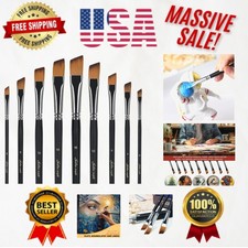 Professional 9-Piece Oblique Tip Paint Brushes - Ideal for Watercolor Acrylic