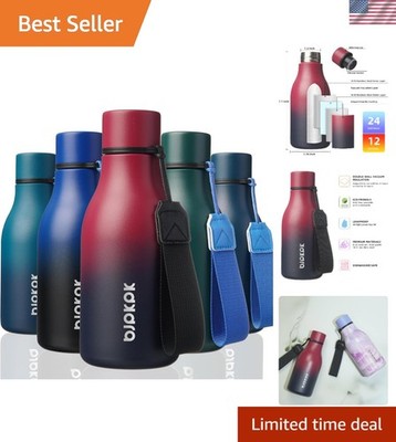 12oz Sweatproof Insulated Water Bottle, Stainless Steel - Charming Black Red