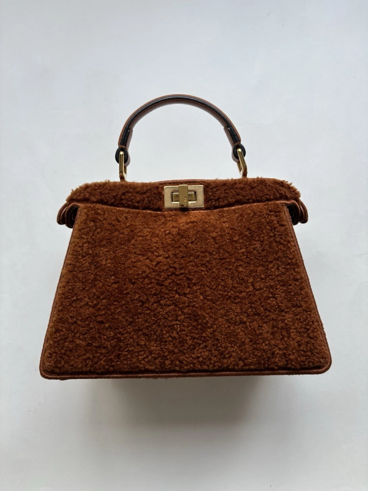 Fendi — Fendi Peekaboo Bag With Brown Fur And Gold Metalware