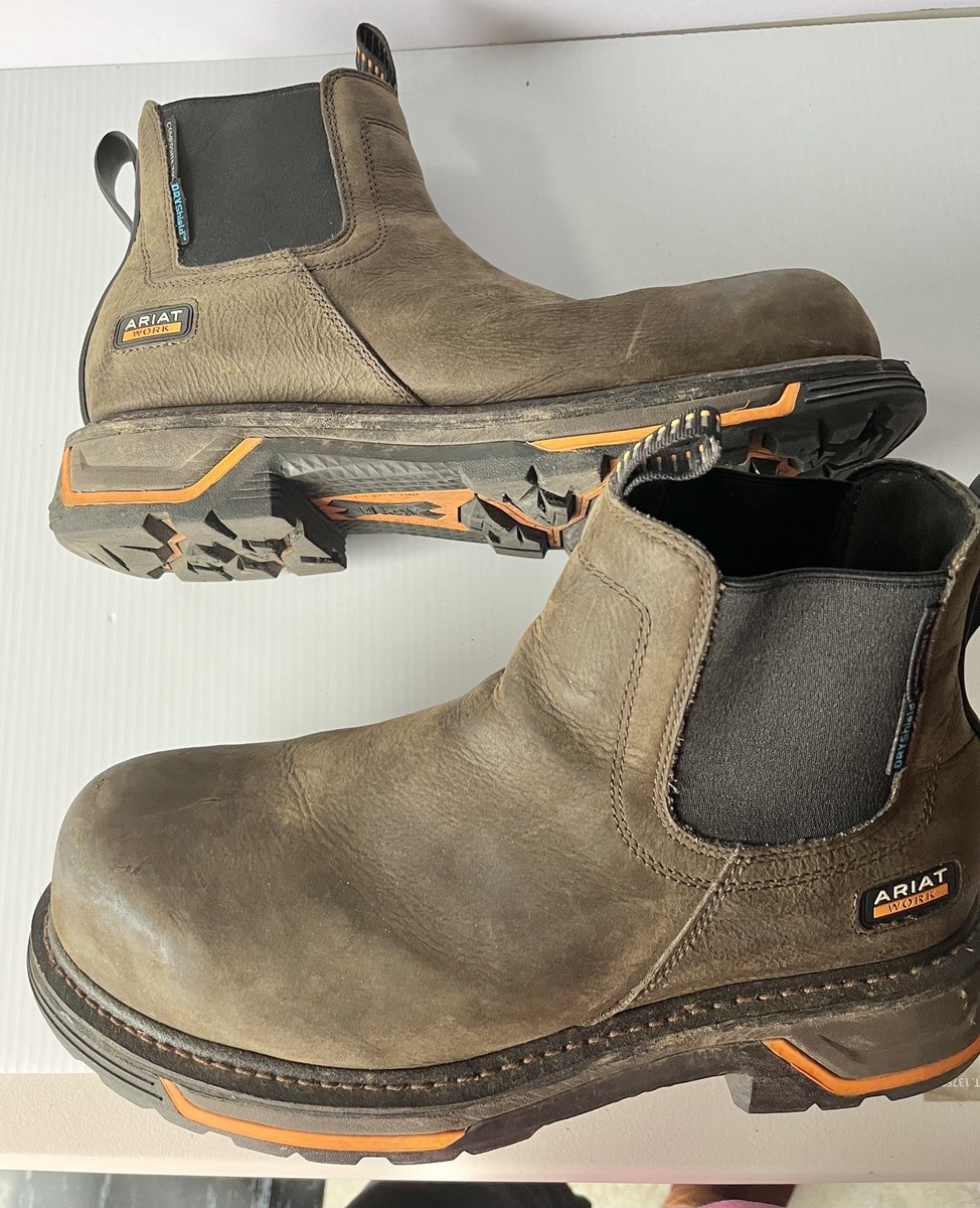 Ariat Men's Big Rig Waterproof Chelsea Work Boot Composite Toe Brown  EE