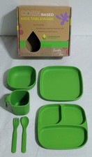 Suction Plates for Toddlers Baby Set of 6 Green Dinnerware Set By Corndrop New