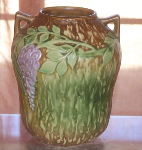 Roseville WISTERIA BLUE 1933 Vintage Arts And Crafts Pottery Ceramic Vase 634-7