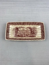 Mason's England Red Vista Ironstone Oblong Serving Dish 8.5" x 4" Family/Dog