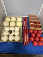 Collection of Red and White 2.5" Ball Candles and Red Taper Candles