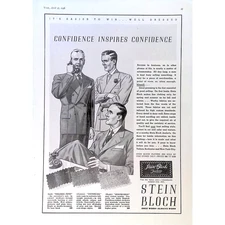 Mens Apparel 1936 Print Ad Stein Bloch Fine Clothing for Men Well Dressed 8x11.5