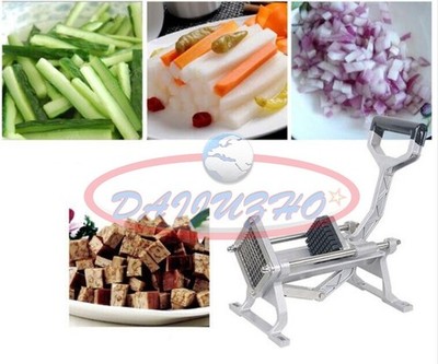 one Manual French Fries Potato Chips Maker Fruit Vegetable Cutter with 3 Blades 