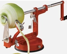 Apple Peeler Corer Slicer 3-in-1 Stainless Steel Kitchen Tool Spiral Cutter Red