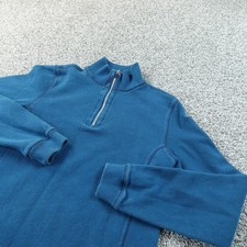 Eddie Bauer Sweater Womens M Blue 1/4 Zip Mock Neck Hiking Pullover Outdoor Trek