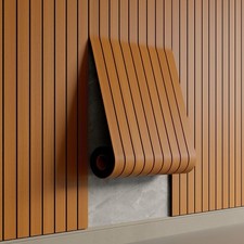 Walnut Wood Grain Slat Wall Panel Peel  Stick PVC 15.75x 236in