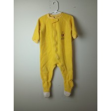 Vintage Winnie The Pooh Yellow Fleece Footed Pajamas Size 2-3T Fits best 2T