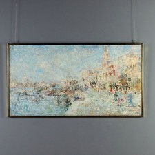 'Luigi Mantovani' Vnezia Dipinto Firmato Olio su Tela Italia XX Secolo Originale