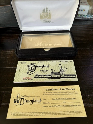 Disneyland 1960 LE 24k Gold Plated/Bronze Commemorative E-Ticket